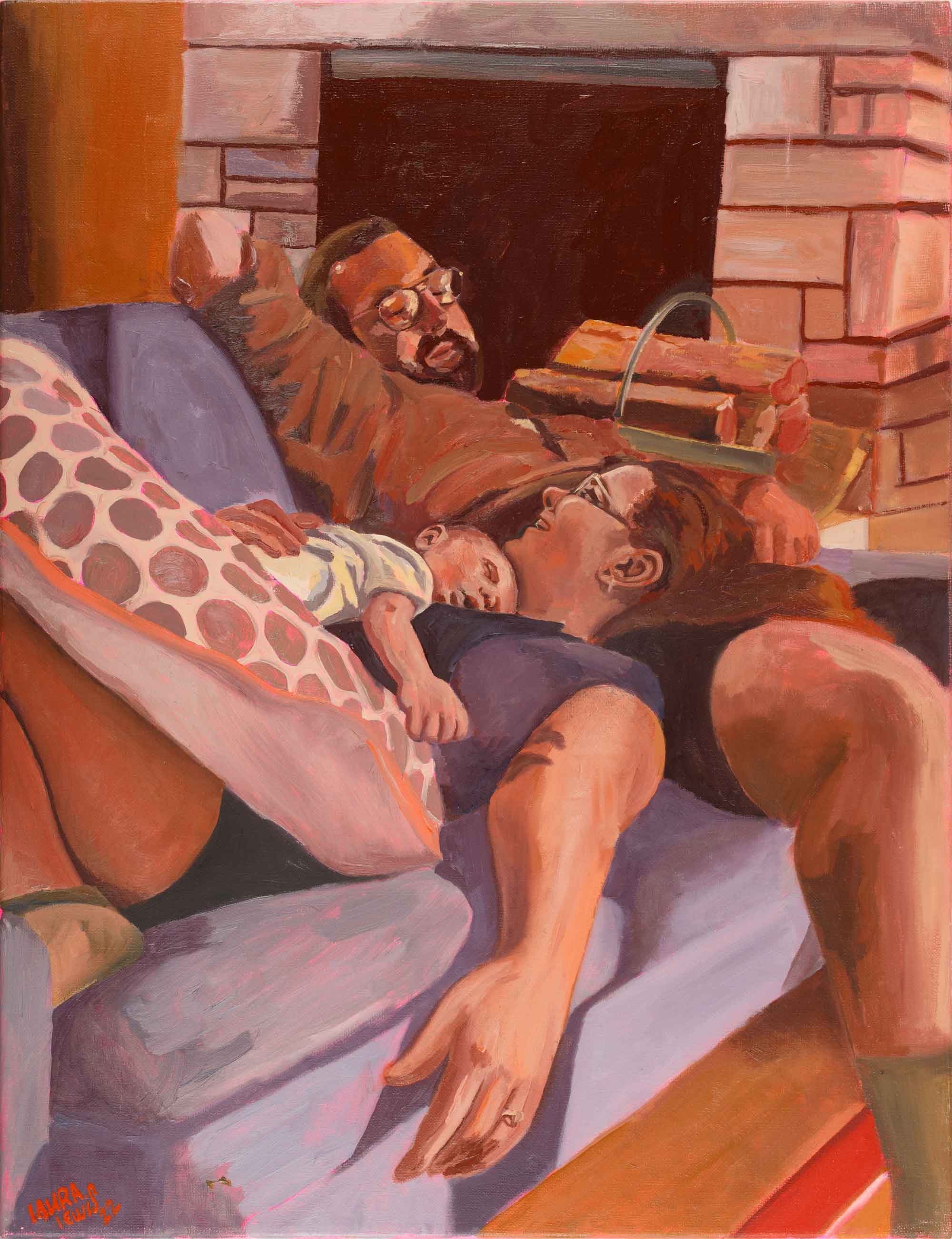 Oil painting of a reclining figure by Laura Lewis