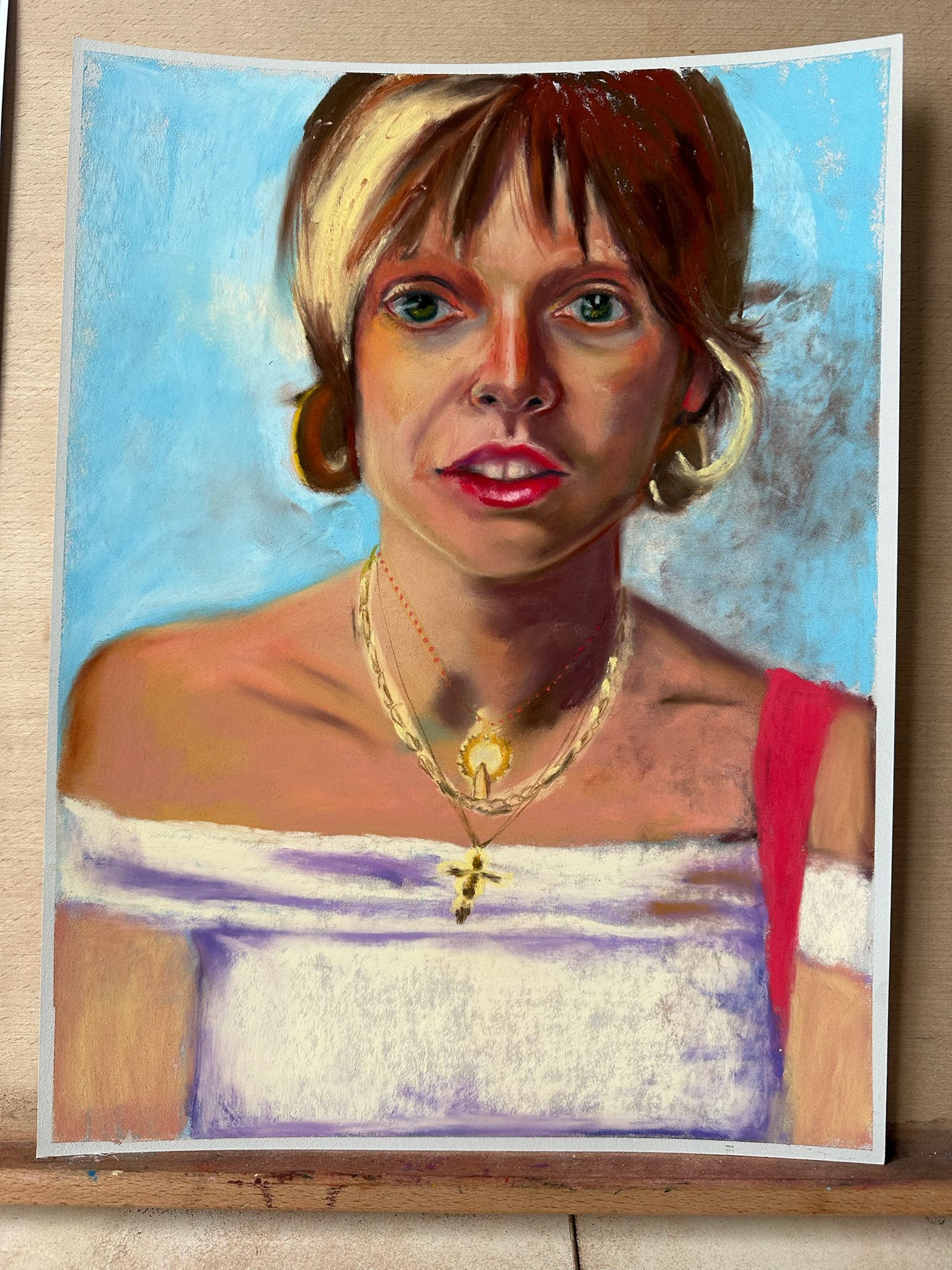 Hand-drawn pastel portrait by Laura Lewis in Las Palmas de Gran Canaria