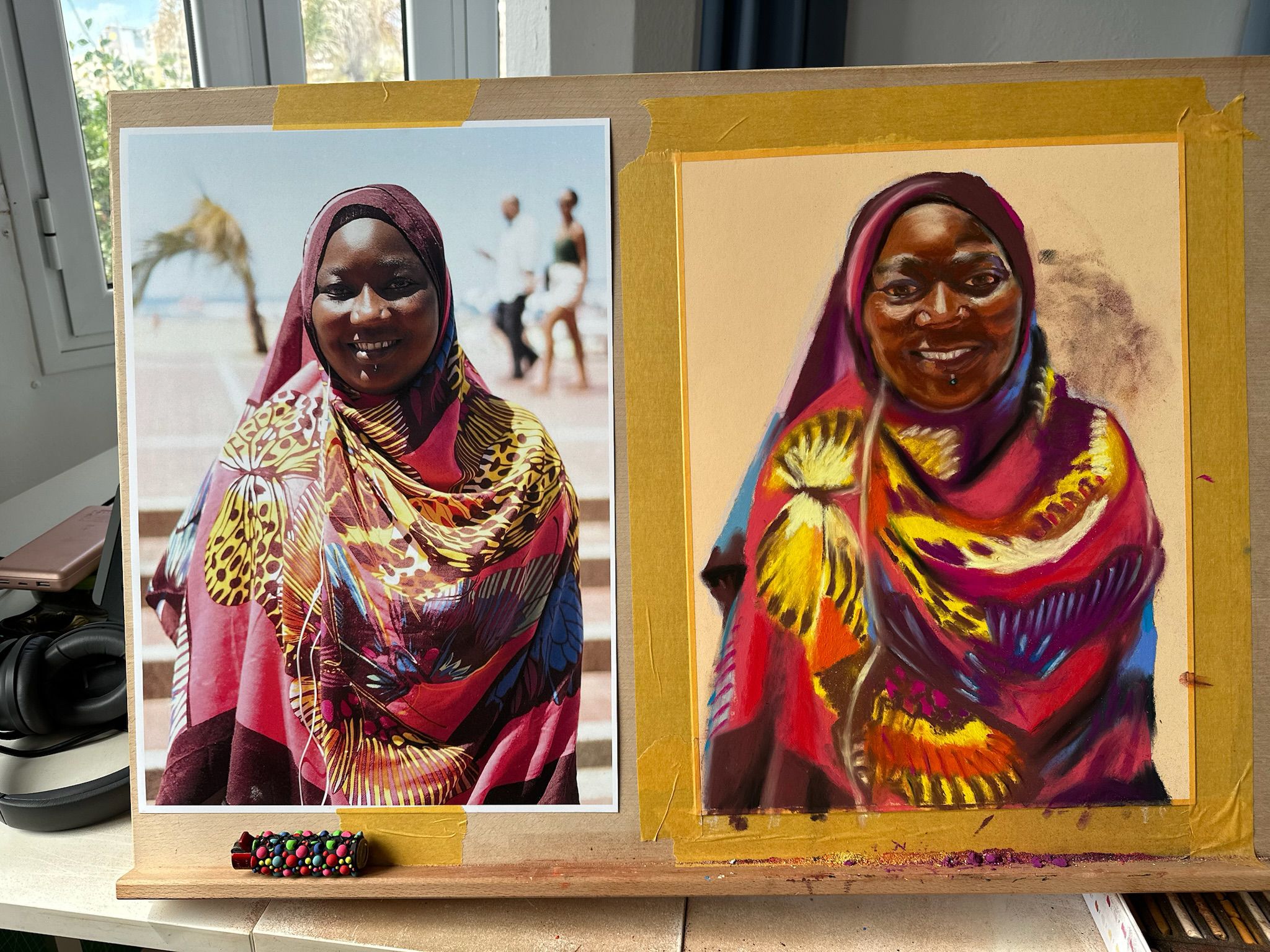 Pastel portrait by Laura Lewis in Las Palmas de Gran Canaria