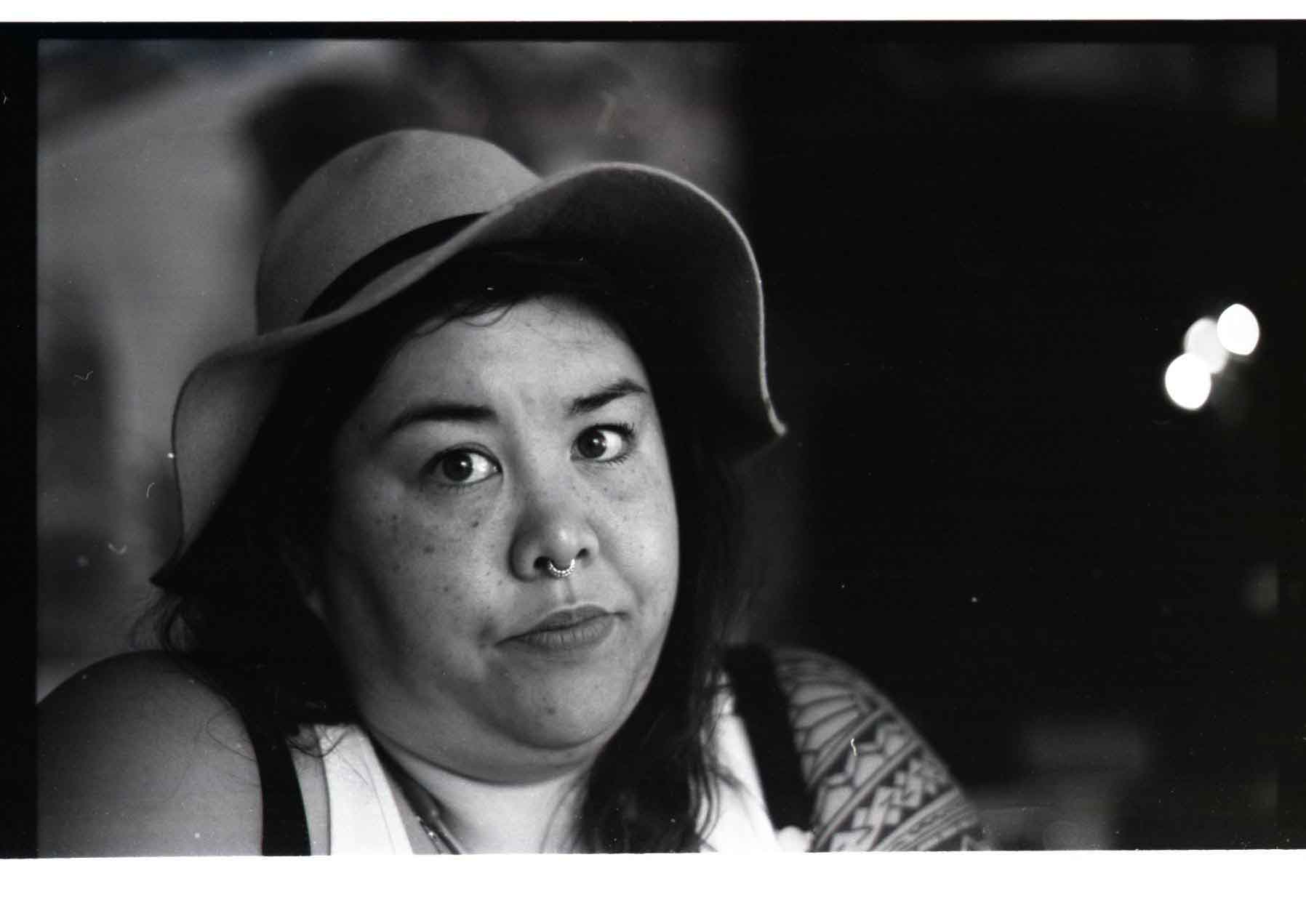 Black-and-white film portrait